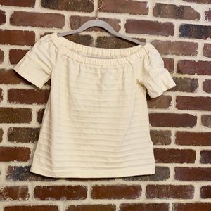 Madewell off the shoulder cropped cream shirt size xs